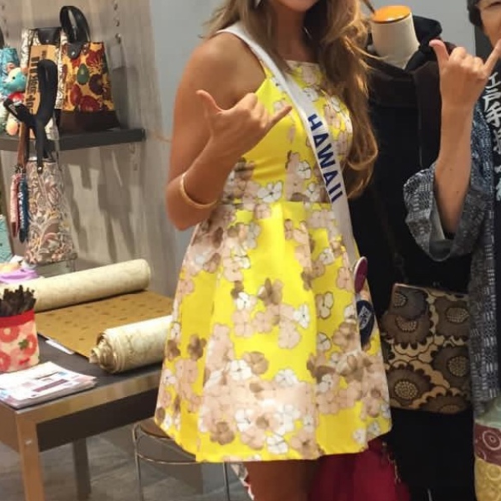 Yellow with Flowers Short Dress